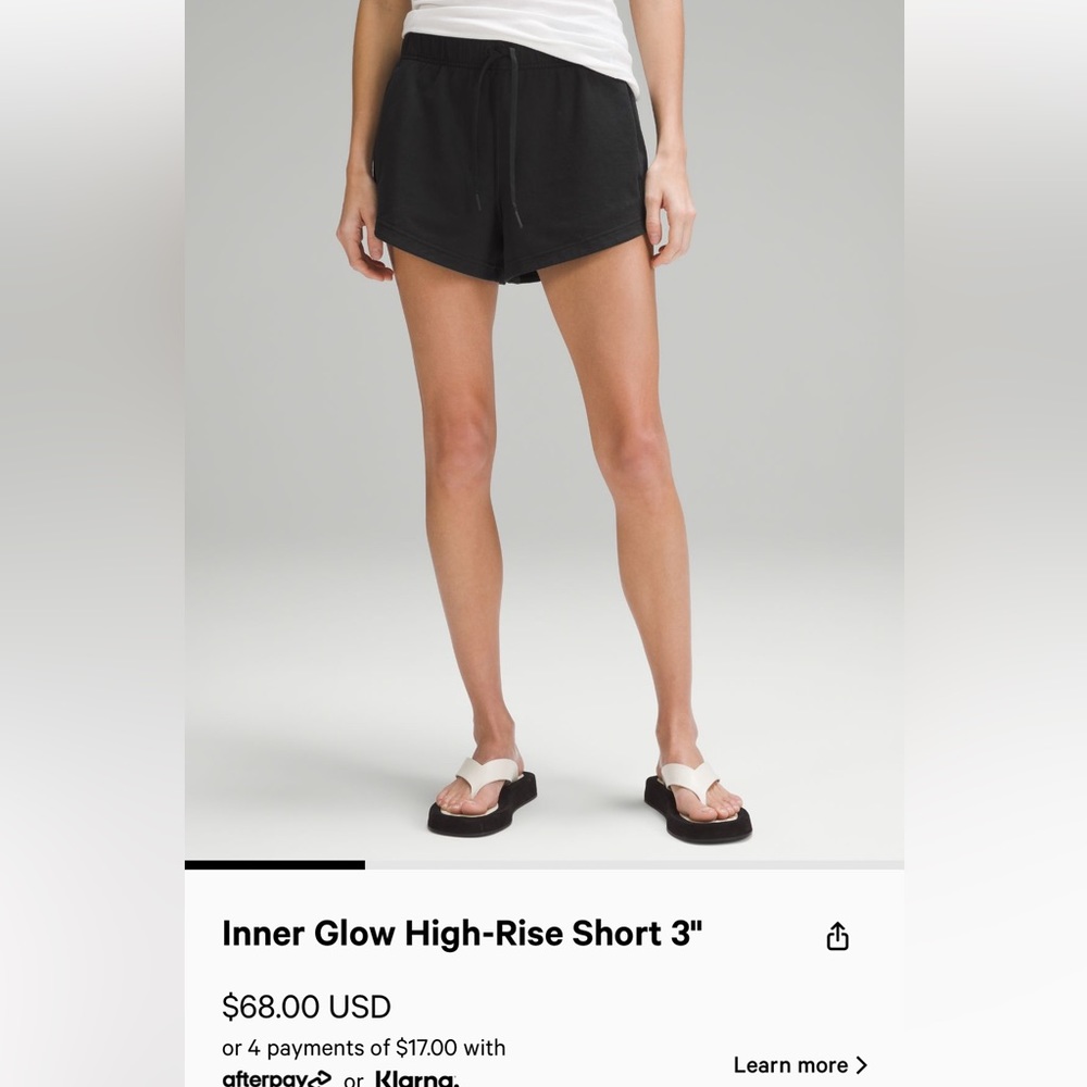 Lululemon Black Inner Glow High Rise Shorts 3”